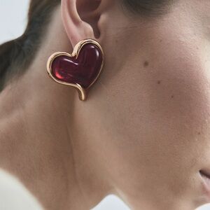 I AM LOOKING FOR THESE Mango Gold-Tone Red Heart Earrings